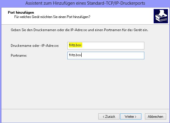 Über die FritzBox drucken Über die FritzBox drucken