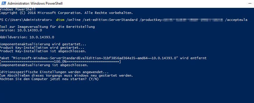Windows Server Evaluation in Standard umwandeln