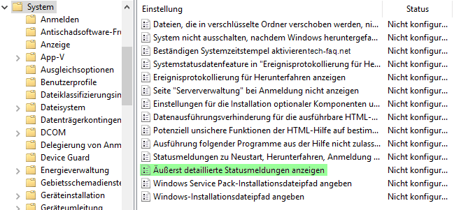 Ausführliche Windows Statusmeldungen anzeigen