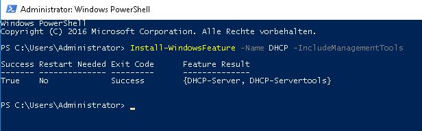 DHCP Server installieren per Powershell
