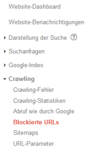 Webmaster-Tools Blockierte URLs