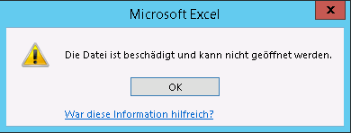 Die Datei ist beschädigt und kann nicht geöffnet werden