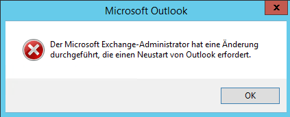 Exchange Administrator hat eine Änderung durchgeführt