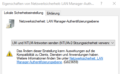 Netzwerksicherheit: LAN Manager-Authentifizierungsebene