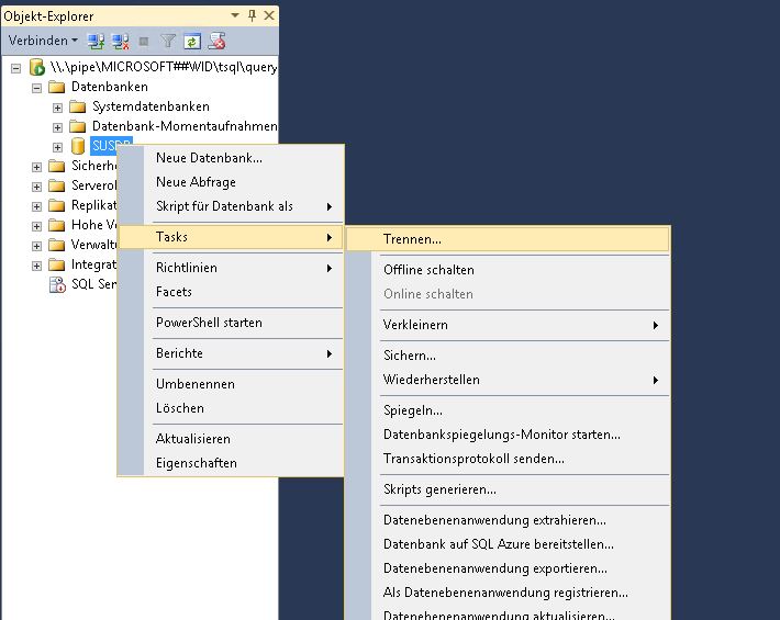 WSUS Datenbank trennen WSUS Datenbank trennen