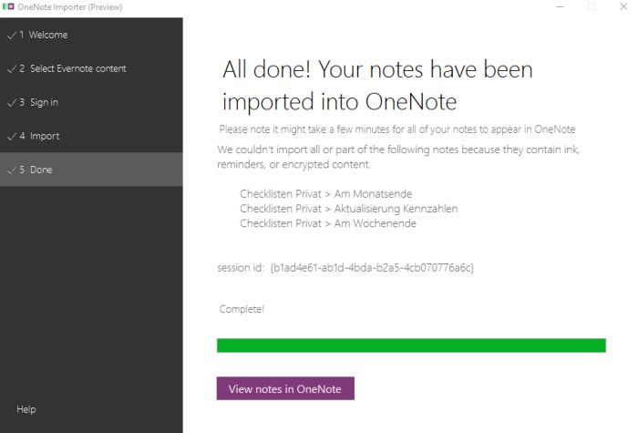 Evernote nach OneNote umziehen