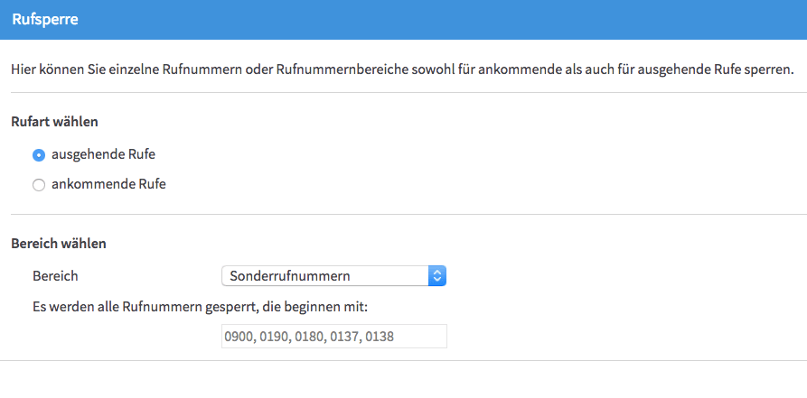 Ausgehende Rufnummern sperren - Fritzbox