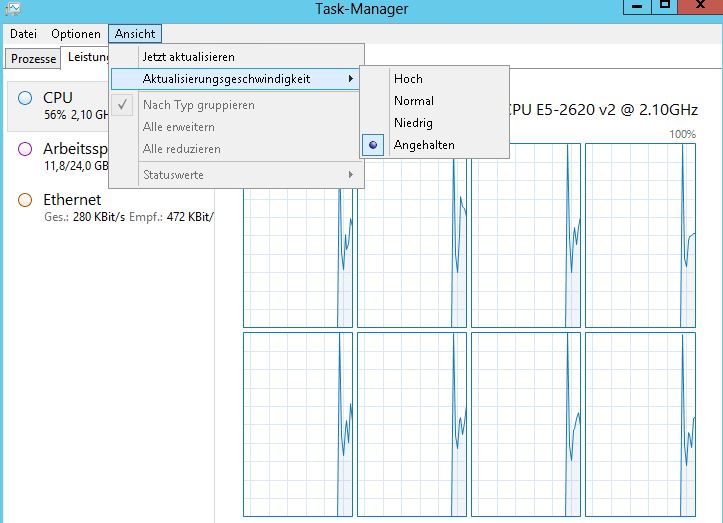 Task Manager angehalten Task Manager angehalten - Leistungsdaten