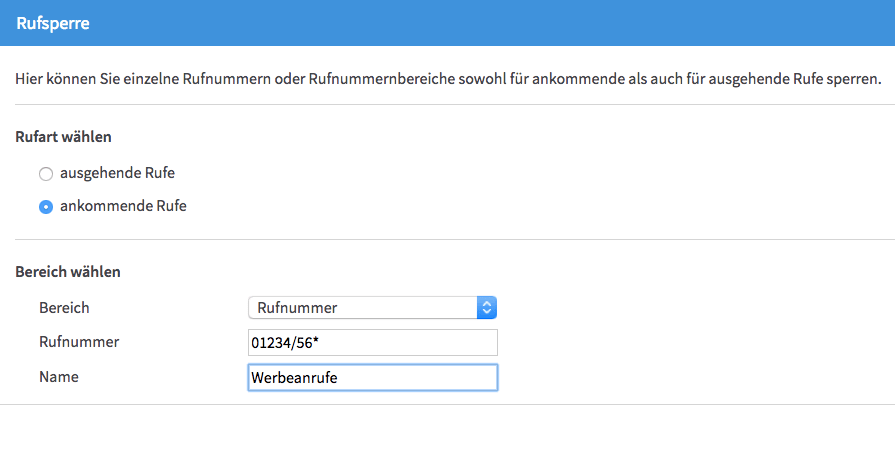 Eine Rufnummer auf der Fritzbox sperren