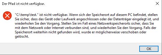 Der Pfad ist nicht verfügbar