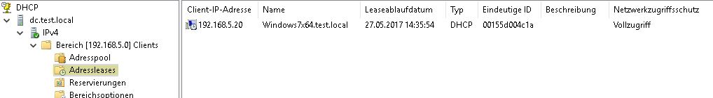 DHCP Server einrichten - Adressleases