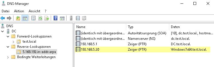 DHCP Server einrichten - Kontrolle DNS-Server