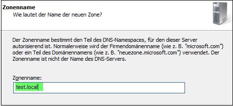 DNS Server konfigurieren - Zonenname