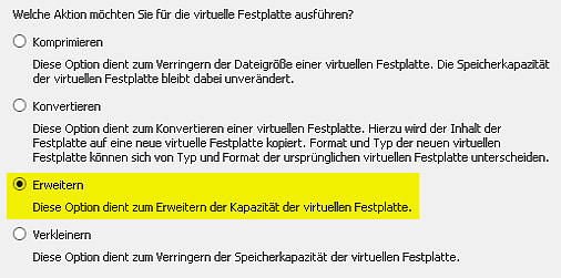 Virtuelle Festplatte vergrößern