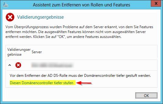 Domänencontroller herunterstufen Domänencontroller herunterstufen
