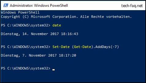 Windows Datum ändern per PowerShell