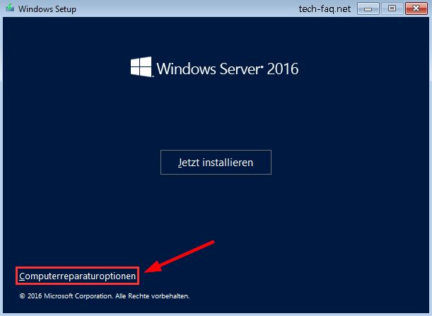Windows Server Sicherung wiederherstellen - Computerreparaturoptionen