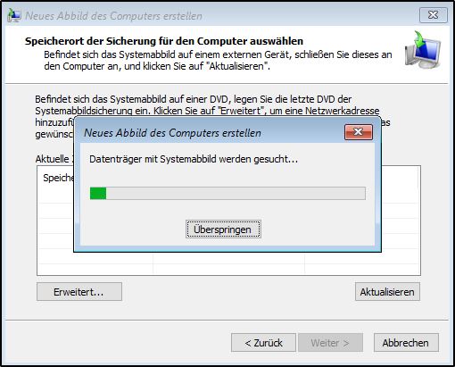 Windows Serversicherung wiederherstellen - Auswahl des Backups