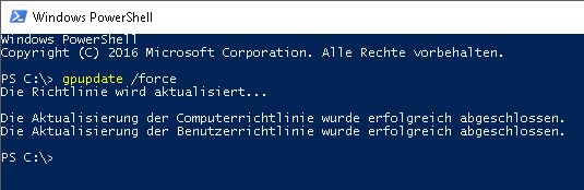 Gruppenrichtlinien aktualisieren mit gpupdate /force