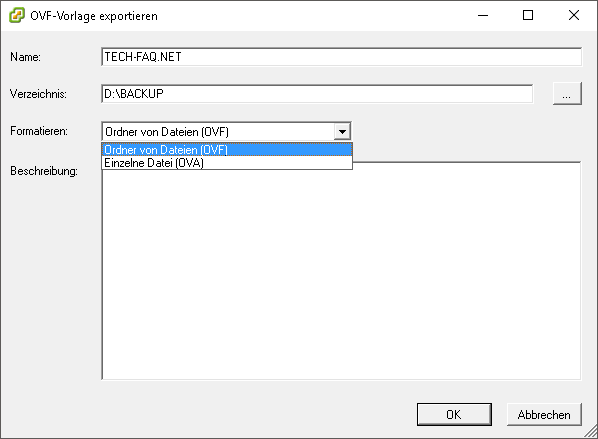 Eine VM mit dem vSphere Client exportieren