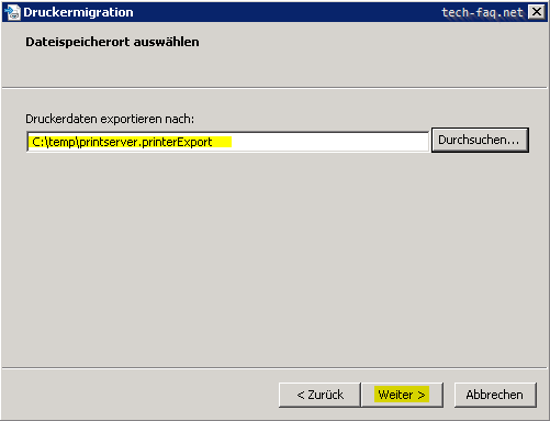 Windows Druckserver exportieren Windows Druckserver exportieren
