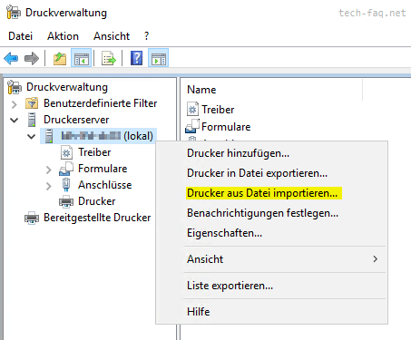 Printserver migrieren Drucker importieren