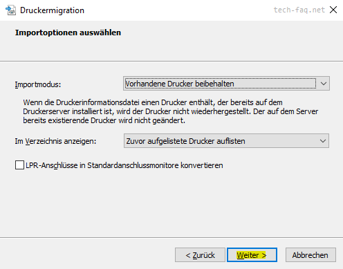 Printserver migrieren Druckverwaltung