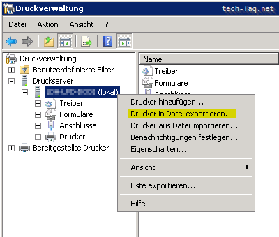 Windows Server Drucker migrieren exportieren