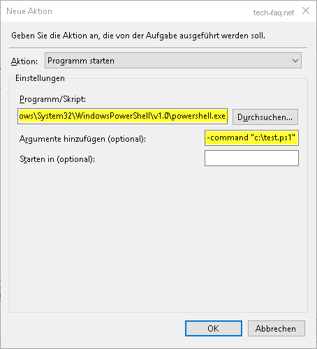 Powershell mit Aufgabenplanung ausführen