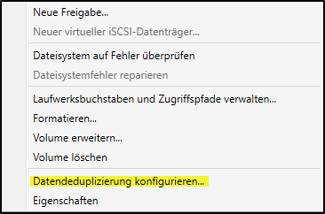 Datendeduplizierung konfigurieren Windows Server