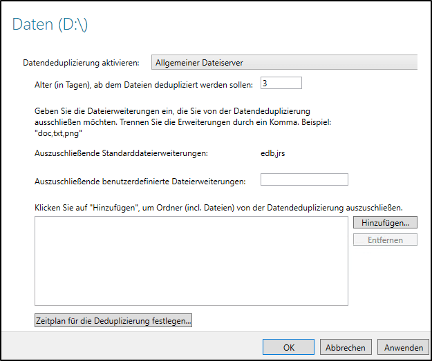 Deduplizierung aktivieren Windows Server 2019