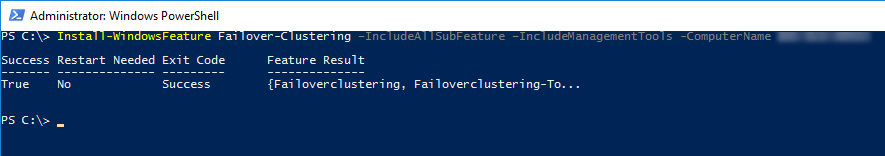 Installation Feature Failoverclustering per PowerShell