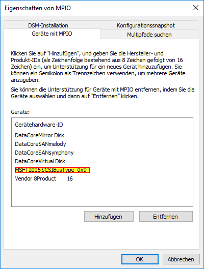 MPIO iSCSI Aktivierung