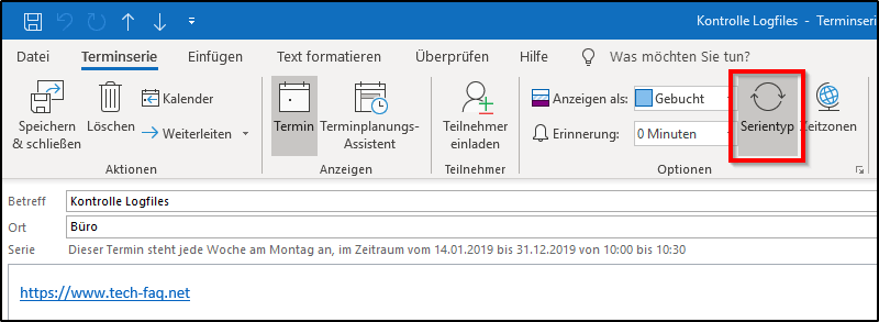 Outlook Serientermin verändern Outlook Serientermin verändern