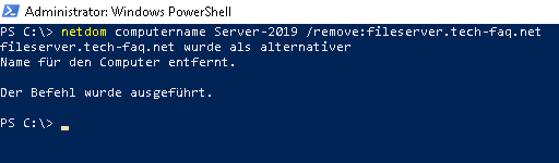 Alias entfernen - Windows Server