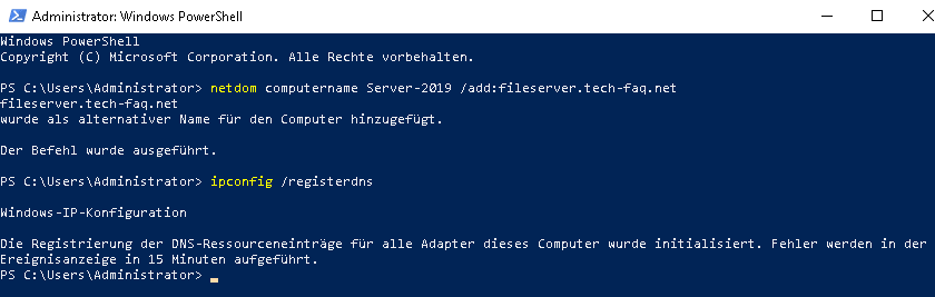 Alias erstellen in Windows Server