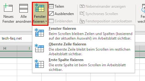 Excel Zeile fixieren