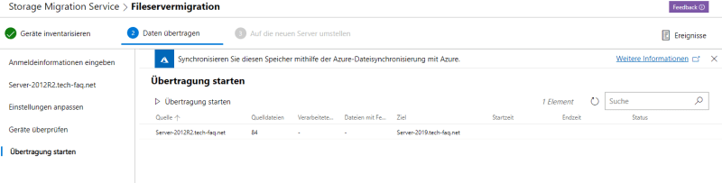 Fileservermigration starten