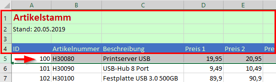 Mehrere Zeilen fixieren in Microsoft Excel