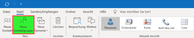 Outlook Gruppe anlegen