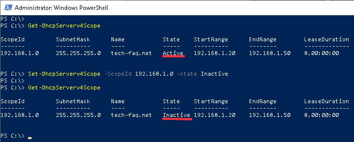 DHCP Server per PowerShell deaktivieren