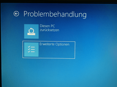 Windows 10 Problembehandlung Erweitere Optionen