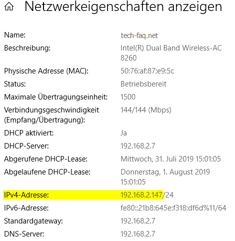 IP-Adresse finden in Windows 10 IP-Adresse finden in Windows 10