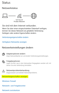 Netzwerkstatus Windows 10