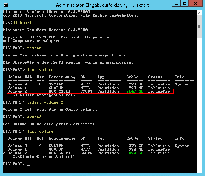 CSV erweitern im Hyper-V Cluster