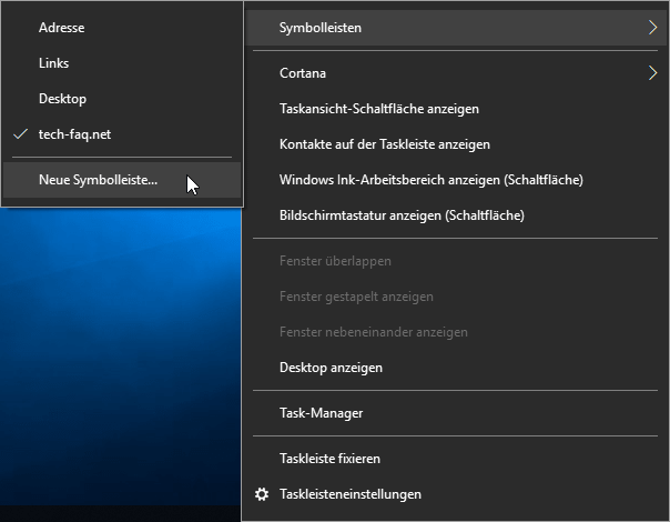 Schnellstartleiste aktivieren in Windows 10