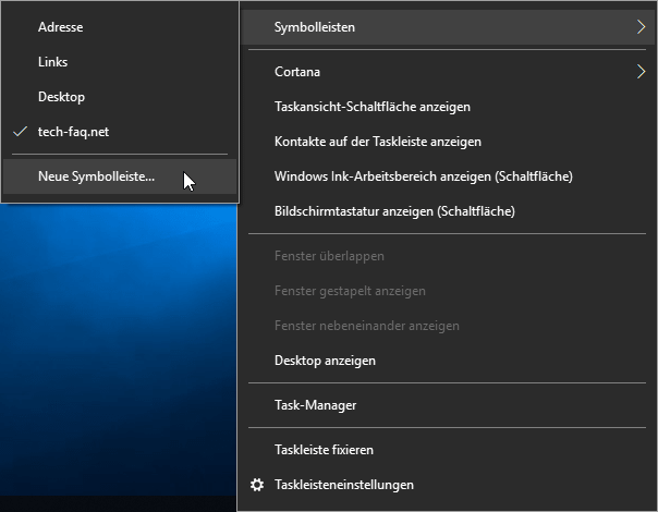 Schnellstartleiste aktivieren in Windows 10 Quick-Launch Symbolleiste wieder herstellen