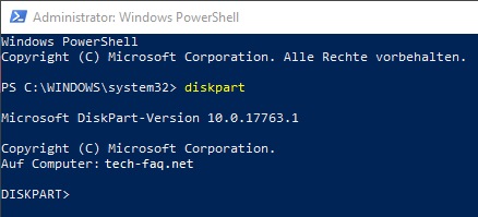 Diskpart ausführen in der Windows PowerShell Diskpart ausführen in der Windows PowerShell