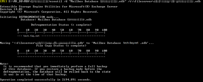 Exchange Datenbank komprimieren