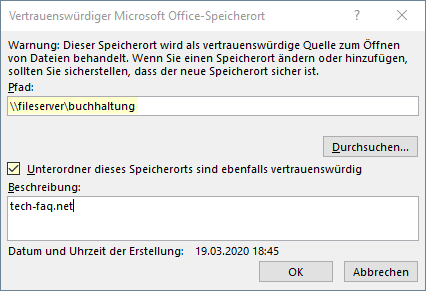 Microsoft Office Speicherort